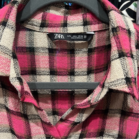 Zara Pink Plaid Checkered Ruffle Mini Dress - Pink, Cream, Black | Size Large - Picture 11 of 12